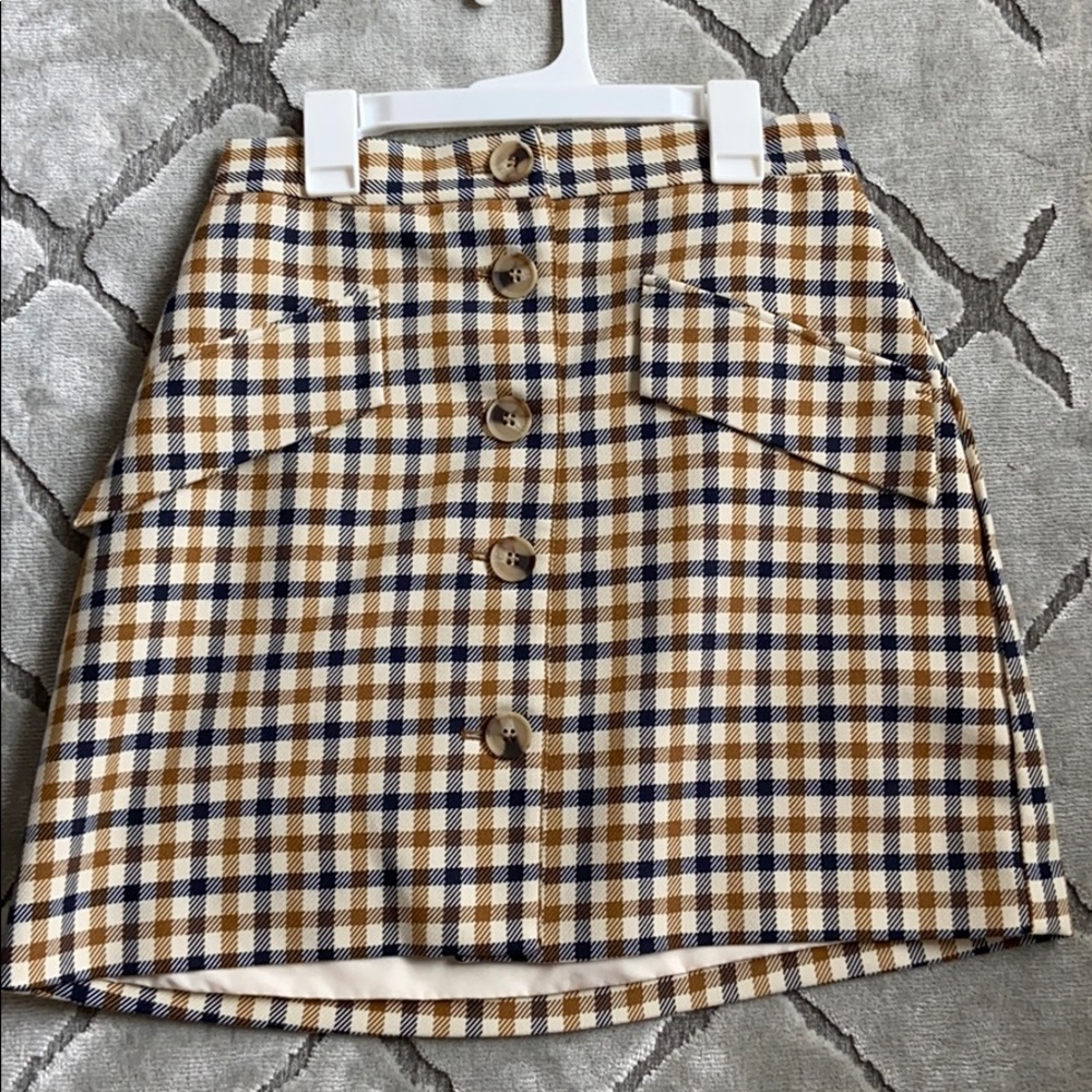 Plaid button up skirt